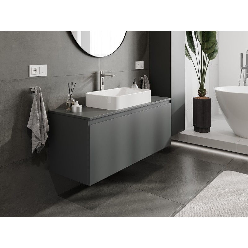 Mexen Orio szafka łazienkowa podumywalkowa 120 cm z blatem, 1 szuflada, grafit mat - 91A10-12047-1-BFC66