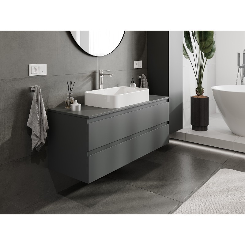 Mexen Orio szafka łazienkowa podumywalkowa 120 cm z blatem, 2 szuflady, grafit mat - 91A10-12047-2-BFFC66