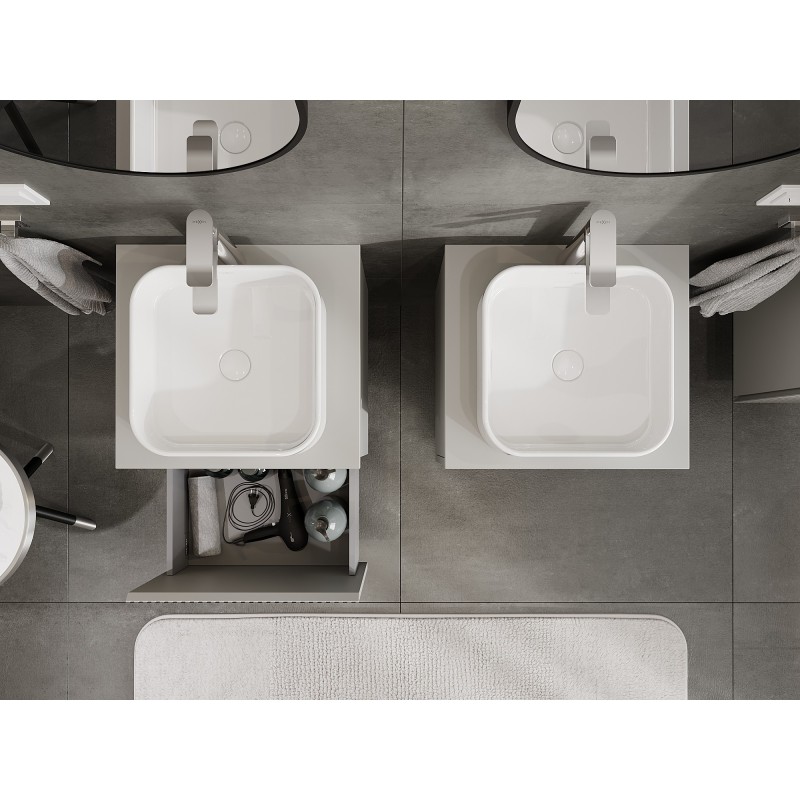 Mexen Rivel szafka łazienkowa podumywalkowa 50 cm z blatem, 1 szuflada, ryflowana , szara mat - 91A20-05047-1-BFC62