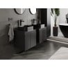 Mexen Rivel szafka łazienkowa podumywalkowa 50 cm z blatem, 1 szuflada, ryflowana , czarna mat - 91A20-05047-1-BFC71