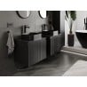 Mexen Rivel szafka łazienkowa podumywalkowa 60 cm z blatem, 1 szuflada, ryflowana , czarna mat - 91A20-06047-1-BFC71