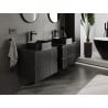 Mexen Rivel szafka łazienkowa podumywalkowa 60 cm z blatem, 2 szuflady, ryflowana , czarna mat - 91A20-06047-2-BFFC71