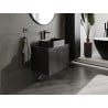 Mexen Rivel szafka łazienkowa podumywalkowa 70 cm z blatem, 1 szuflada, ryflowana , czarna mat - 91A20-07047-1-BFC71