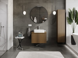 Mexen Rivel szafka łazienkowa podumywalkowa 70 cm z blatem, 1 szuflada, ryflowana , orzech - 91A20-07047-1-BFC86