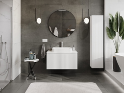 Mexen Rivel szafka łazienkowa podumywalkowa 90 cm z blatem, 1 szuflada, ryflowana , biała mat - 91A20-09047-1-BFC01