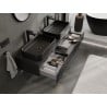 Mexen Rivel szafka łazienkowa podumywalkowa 140 cm z blatem, 1 szuflada, ryflowana , czarna mat - 91A20-14023-1-BFC71
