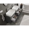 Mexen Rivel szafka łazienkowa podumywalkowa 140 cm z blatem, 2 szuflady, ryflowana , grafit mat - 91A20-14047-2-BFFC66