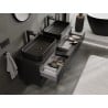 Mexen Rivel szafka łazienkowa podumywalkowa 140 cm z blatem, 2 szuflady, ryflowana , czarna mat - 91A20-14047-2-BFFC71