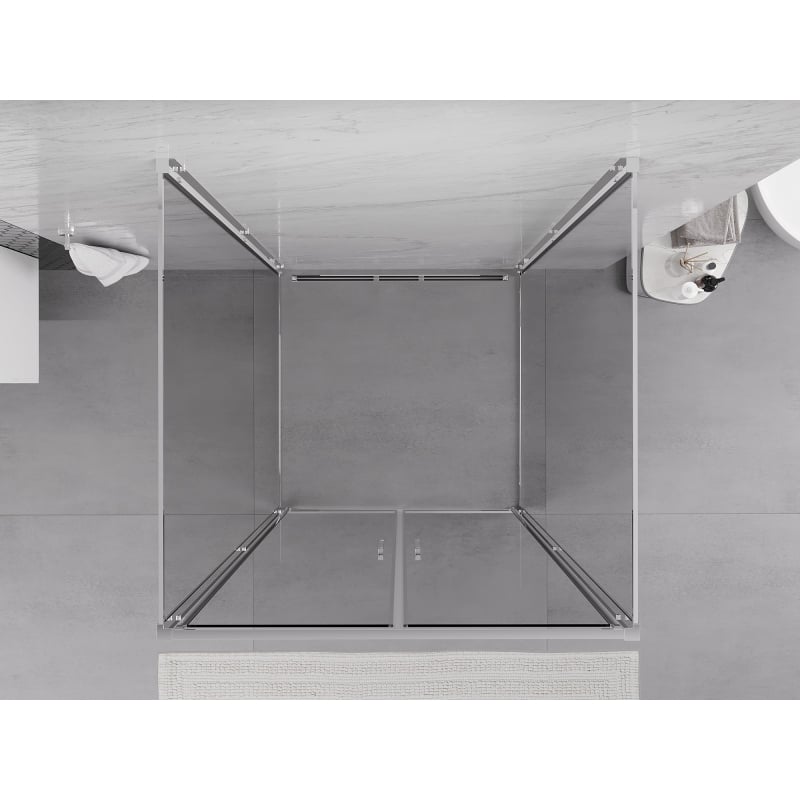 Mexen Exo-3S kabina prysznicowa 3-ścienna uchylna 100 x 100 cm, transparent, chrom - 814-100-100-01-00-3S