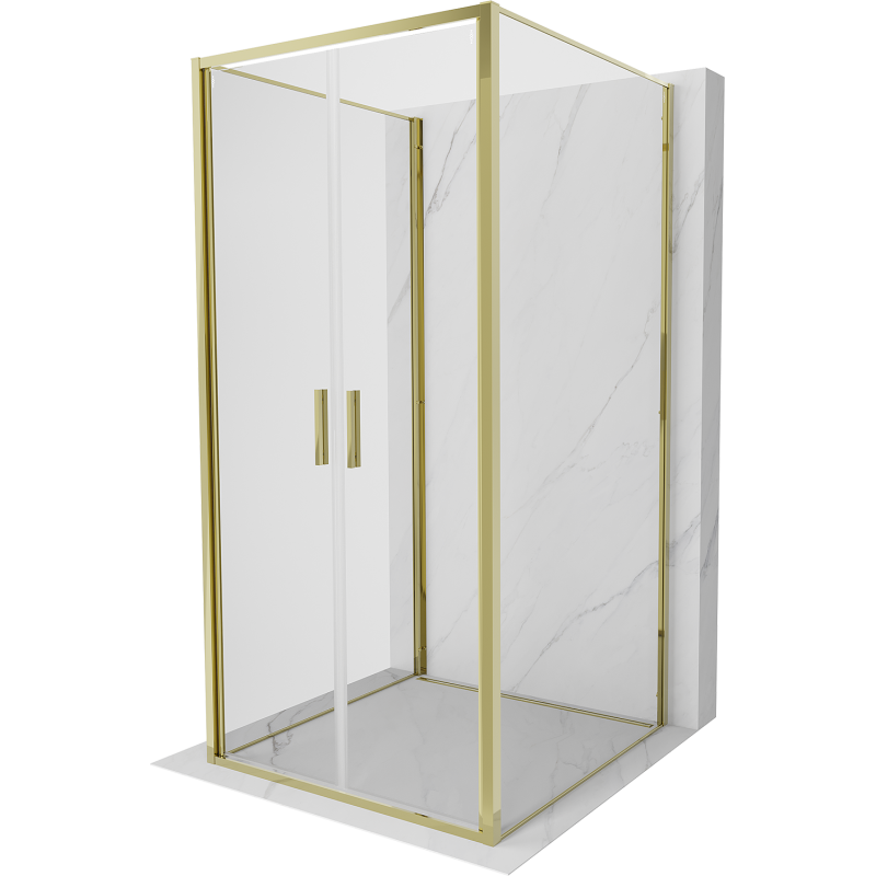 Mexen Exo-3S kabina prysznicowa 3-ścienna uchylna 70 x 70 cm, transparent, złota - 814-070-070-50-00-3S