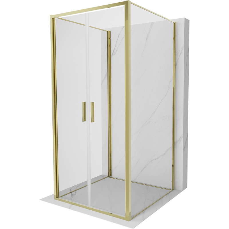 Mexen Exo-B Duo 3S kabina prysznicowa 3-ścienna uchylna 70 x 70 cm, transparent, złota - 814-070-070-50-00-3S