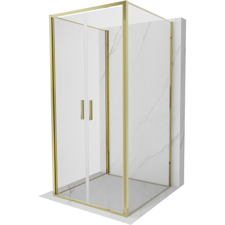 Mexen Exo-B Duo 3S kabina prysznicowa 3-ścienna uchylna 70 x 70 cm, transparent, złota - 814-070-070-50-00-3S