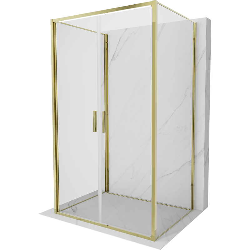 Mexen Exo-3S kabina prysznicowa 3-ścienna uchylna 90 x 75 cm, transparent, złota - 814-090-075-50-00-3S