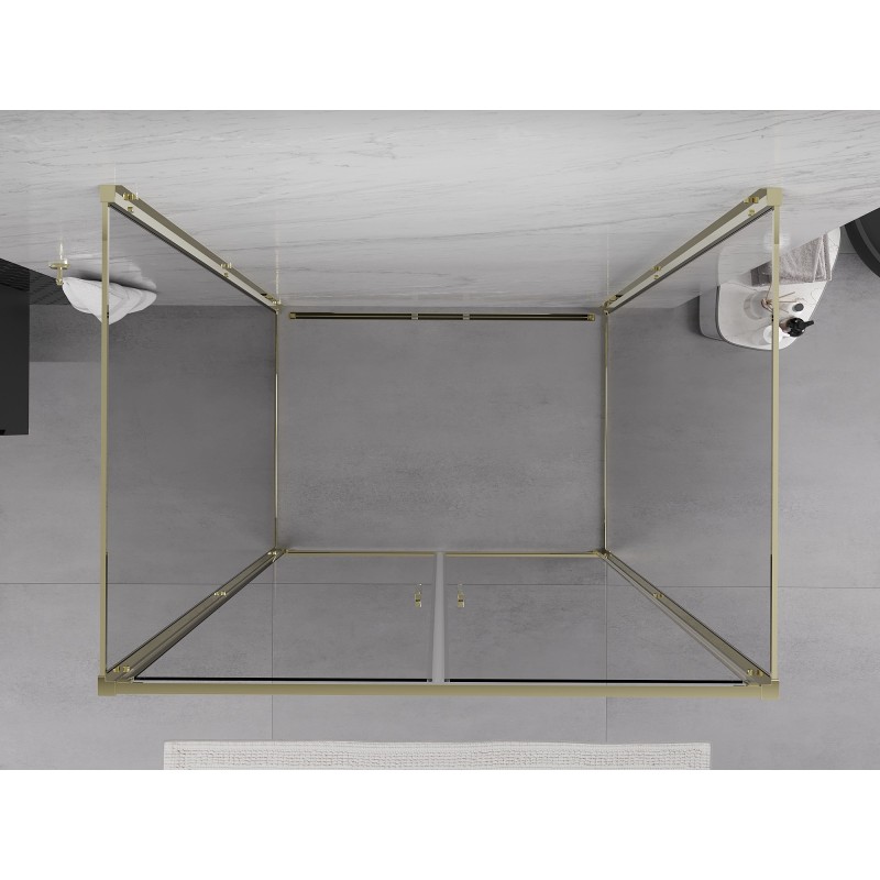 Mexen Exo-3S kabina prysznicowa 3-ścienna uchylna 100 x 75 cm, transparent, złota - 814-100-075-50-00-3S
