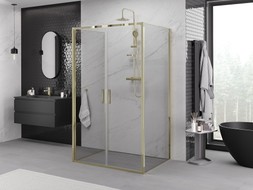 Mexen Exo-B Duo 3S kabina prysznicowa 3-ścienna uchylna 70 x 85 cm, transparent, złota - 814-070-085-50-00-3S