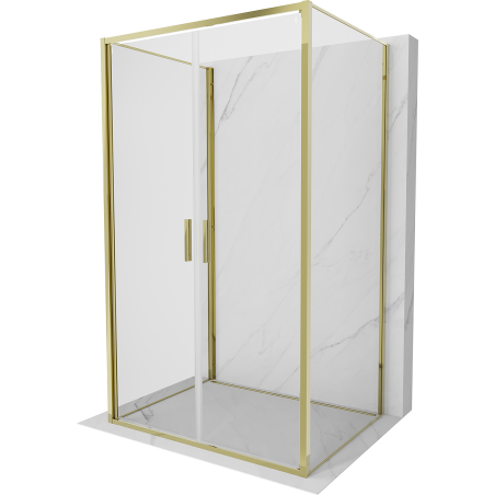 Mexen Exo-B Duo 3S kabina prysznicowa 3-ścienna uchylna 80 x 85 cm, transparent, złota - 814-080-085-50-00-3S