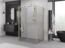 Mexen Exo-B Duo 3S kabina prysznicowa 3-ścienna uchylna 100 x 90 cm, transparent, złota - 814-100-090-50-00-3S
