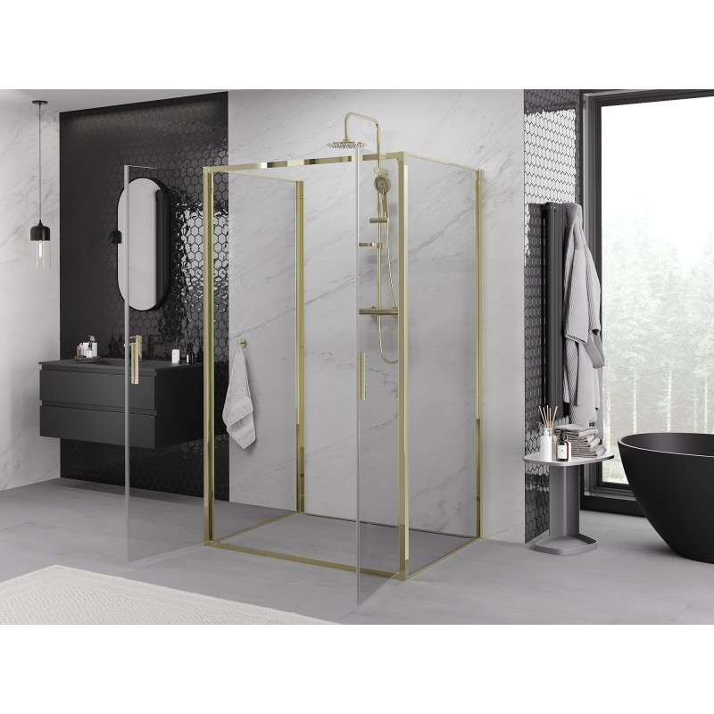 Mexen Exo-3S kabina prysznicowa 3-ścienna uchylna 90 x 120 cm, transparent, złota - 814-090-120-50-00-3S