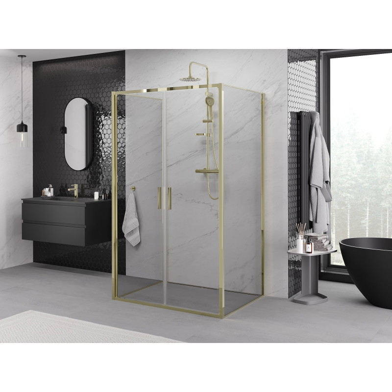 Mexen Exo-B Duo 3S kabina prysznicowa 3-ścienna uchylna 100 x 120 cm, transparent, złota - 814-100-120-50-00-3S