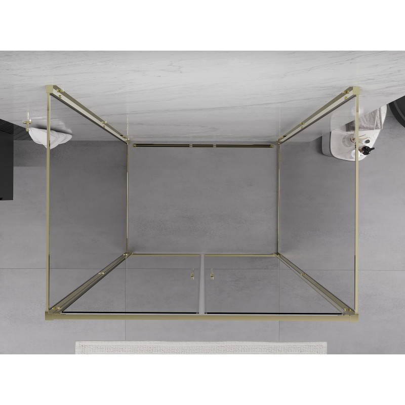 Mexen Exo-B Duo 3S kabina prysznicowa 3-ścienna uchylna 100 x 120 cm, transparent, złota - 814-100-120-50-00-3S