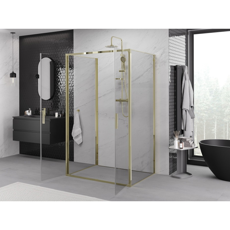 Mexen Exo-B Duo 3S kabina prysznicowa 3-ścienna uchylna 100 x 120 cm, transparent, złota - 814-100-120-50-00-3S