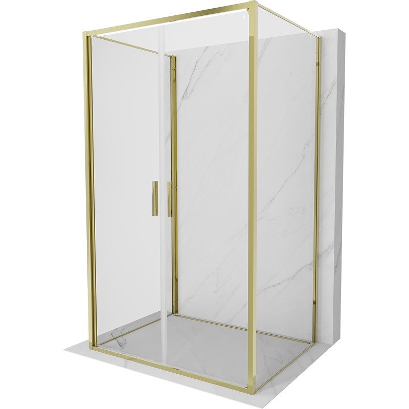 Mexen Exo-B Duo 3S kabina prysznicowa 3-ścienna uchylna 100 x 120 cm, transparent, złota - 814-100-120-50-00-3S
