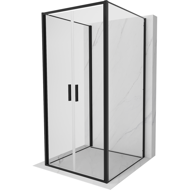 Mexen Exo-3S kabina prysznicowa 3-ścienna uchylna 70 x 70 cm, transparent, czarna - 814-070-070-70-00-3S