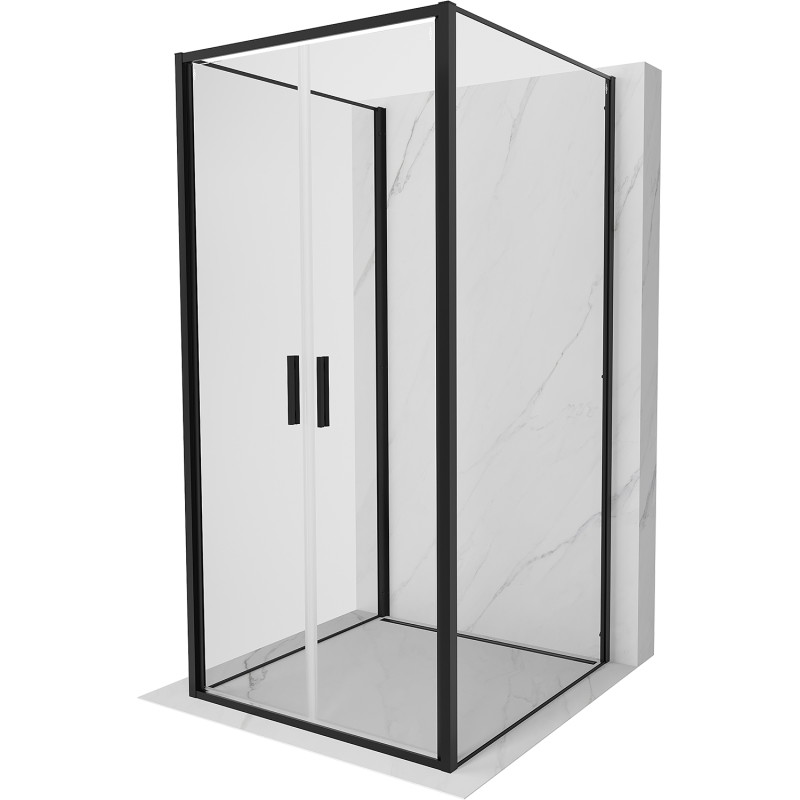 Mexen Exo-B Duo 3S kabina prysznicowa 3-ścienna uchylna 70 x 70 cm, transparent, czarna - 814-070-070-70-00-3S