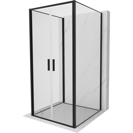 Mexen Exo-B Duo 3S kabina prysznicowa 3-ścienna uchylna 70 x 70 cm, transparent, czarna - 814-070-070-70-00-3S
