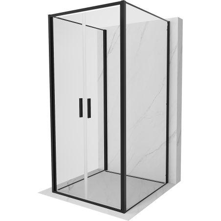 Mexen Exo-3S kabina prysznicowa 3-ścienna uchylna 80 x 80 cm, transparent, czarna - 814-080-080-70-00-3S