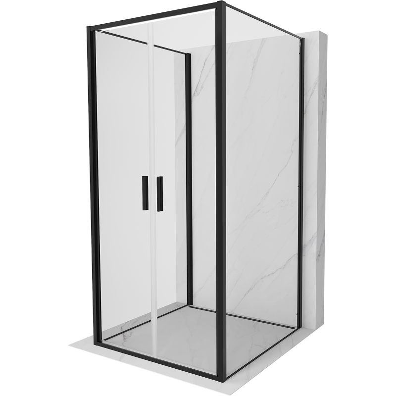 Mexen Exo-3S kabina prysznicowa 3-ścienna uchylna 110 x 110 cm, transparent, czarna - 814-110-110-70-00-3S