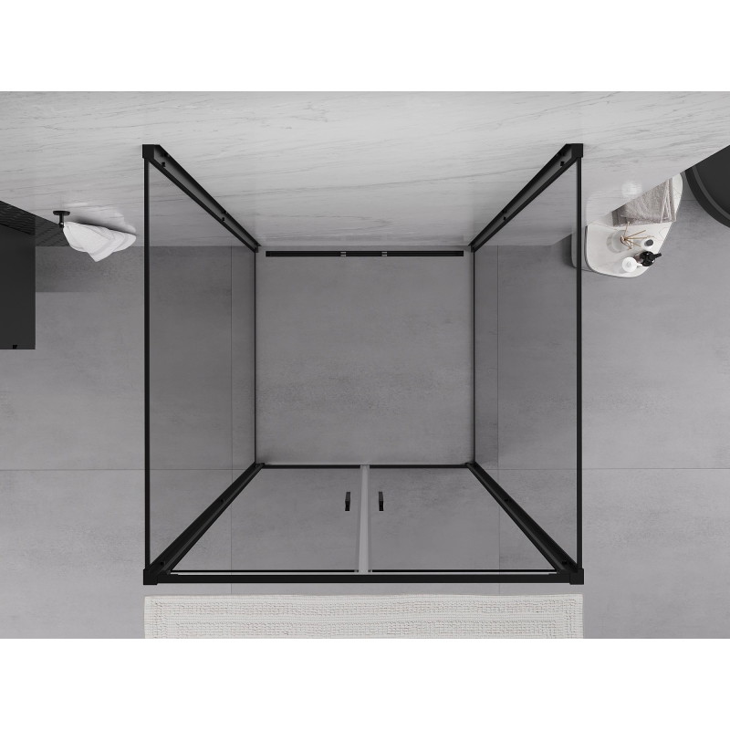 Mexen Exo-B Duo 3S kabina prysznicowa 3-ścienna uchylna 120 x 120 cm, transparent, czarna - 814-120-120-70-00-3S