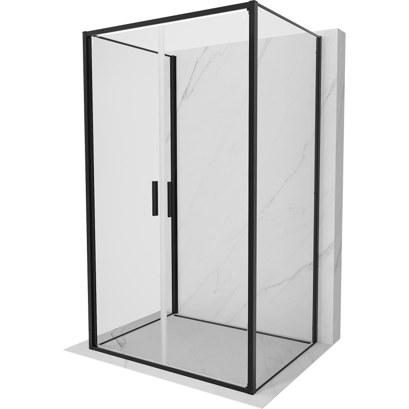 Mexen Exo-B Duo 3S kabina prysznicowa 3-ścienna uchylna 70 x 75 cm, transparent, czarna - 814-070-075-70-00-3S