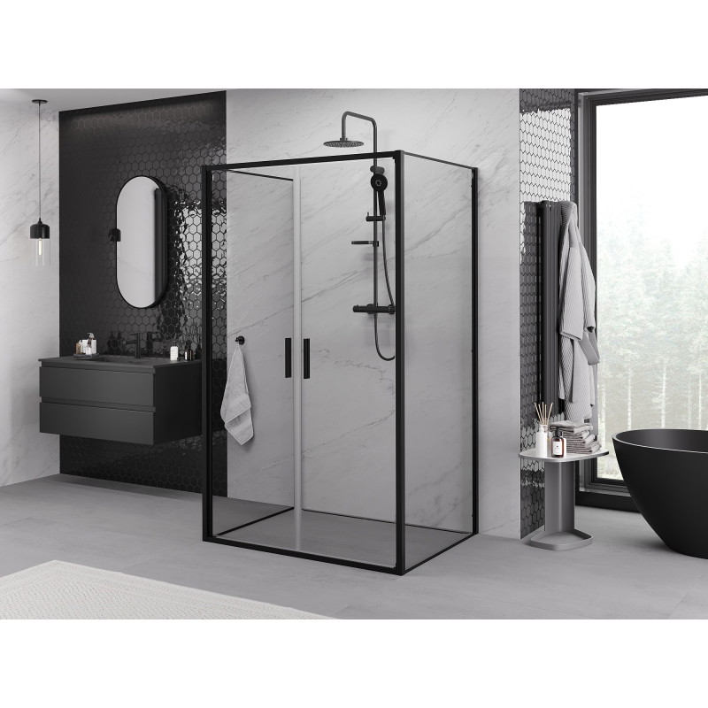 Mexen Exo-B Duo 3S kabina prysznicowa 3-ścienna uchylna 120 x 100 cm, transparent, czarna - 814-120-100-70-00-3S
