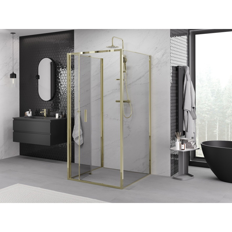 Mexen Exo-F 3S kabina prysznicowa 3-ścienna składana 70 x 70 cm, transparent, złota - 816-070-070-50-00-3S