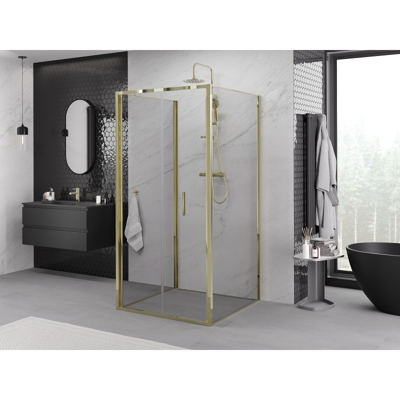 Mexen Exo-F 3S kabina prysznicowa 3-ścienna składana 70 x 70 cm, transparent, złota - 816-070-070-50-00-3S