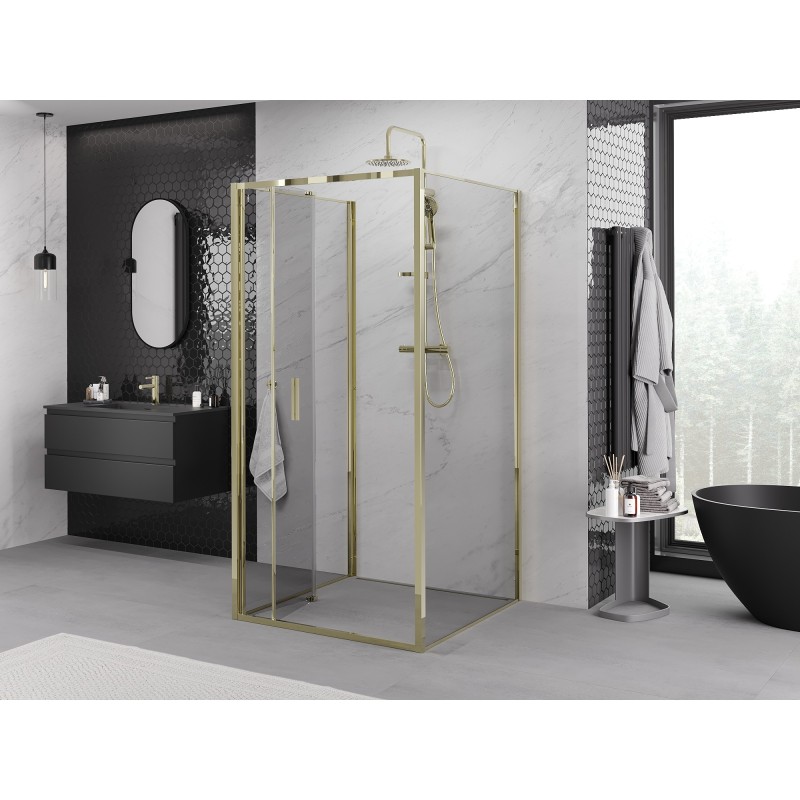 Mexen Exo-3S kabina prysznicowa 3-ścienna składana 90 x 90 cm, transparent, złota - 816-090-090-50-00-3S