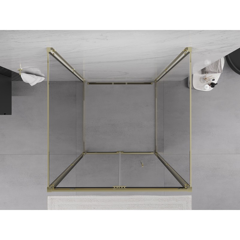 Mexen Exo-3S kabina prysznicowa 3-ścienna składana 90 x 90 cm, transparent, złota - 816-090-090-50-00-3S