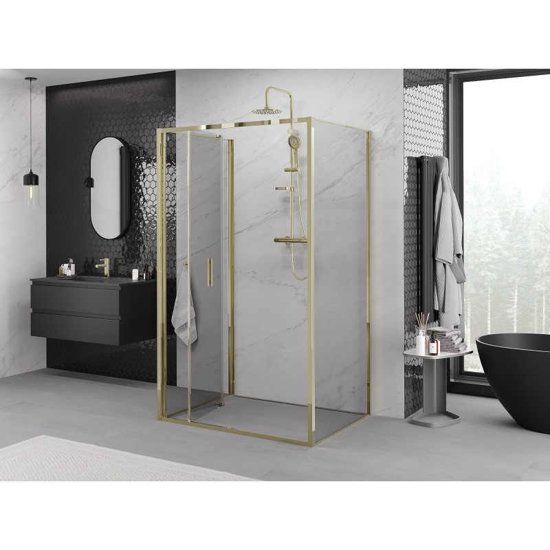 Mexen Exo-3S kabina prysznicowa 3-ścienna składana 75 x 85 cm, transparent, złota - 816-075-085-50-00-3S