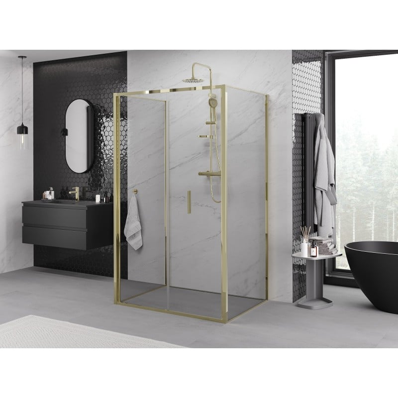 Mexen Exo-3S kabina prysznicowa 3-ścienna składana 80 x 100 cm, transparent, złota - 816-080-100-50-00-3S