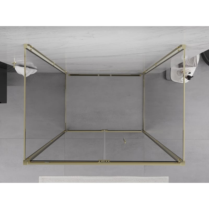 Mexen Exo-F 3S kabina prysznicowa 3-ścienna składana 80 x 100 cm, transparent, złota - 816-080-100-50-00-3S