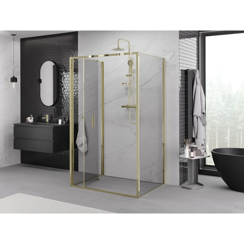Mexen Exo-F 3S kabina prysznicowa 3-ścienna składana 75 x 110 cm, transparent, złota - 816-075-110-50-00-3S