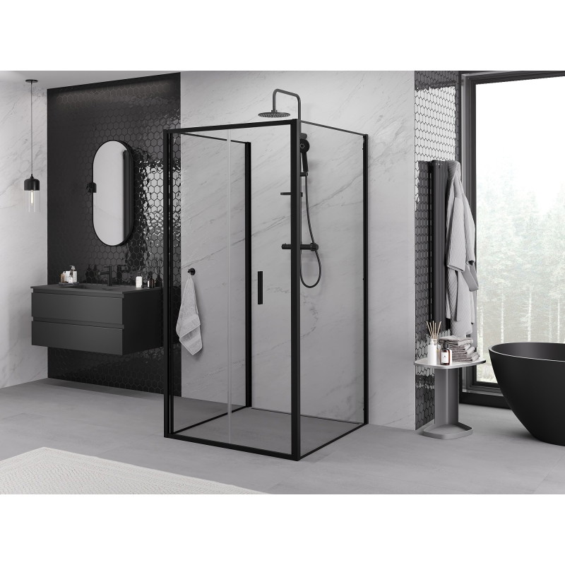 Mexen Exo-F 3S kabina prysznicowa 3-ścienna składana 75 x 75 cm, transparent, czarna - 816-075-075-70-00-3S