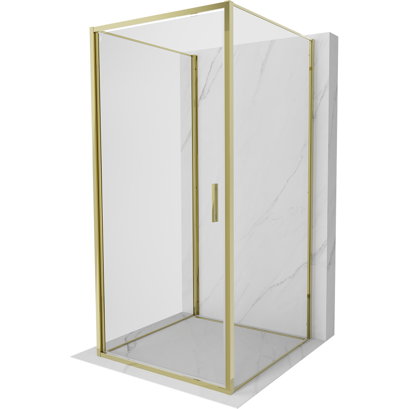 Mexen Exo-3S kabina prysznicowa 3-ścienna uchylna 80 x 80 cm, transparent, złota - 817-080-080-50-00-3S