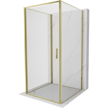 Mexen Exo-3S kabina prysznicowa 3-ścienna uchylna 90 x 90 cm, transparent, złota - 817-090-090-50-00-3S