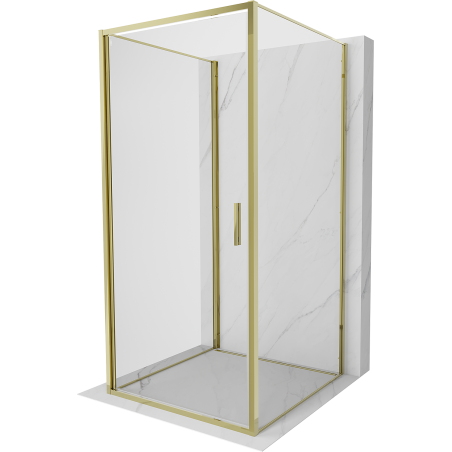 Mexen Exo-B 3S kabina prysznicowa 3-ścienna uchylna 90 x 90 cm, transparent, złota - 817-090-090-50-00-3S