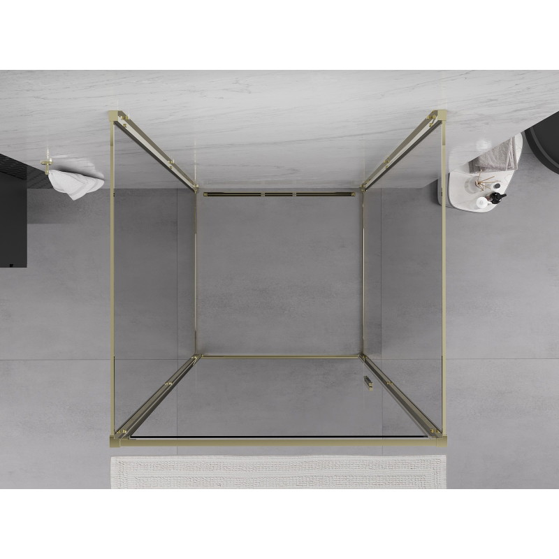 Mexen Exo-B 3S kabina prysznicowa 3-ścienna uchylna 90 x 90 cm, transparent, złota - 817-090-090-50-00-3S