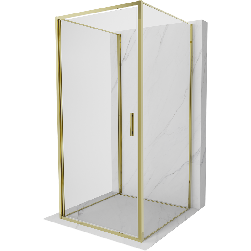 Mexen Exo-3S kabina prysznicowa 3-ścienna uchylna 95 x 95 cm, transparent, złota - 817-095-095-50-00-3S