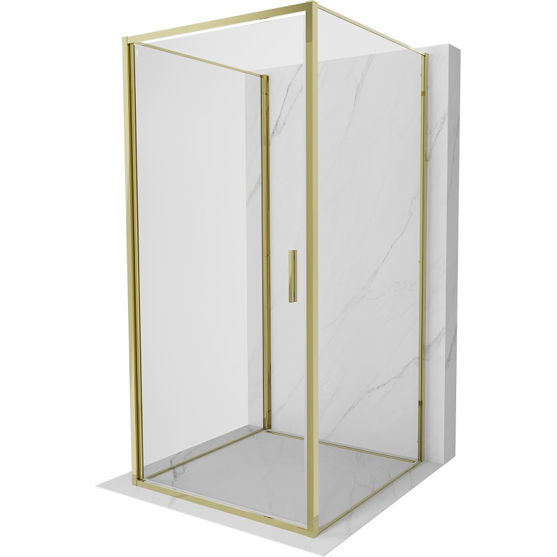 Mexen Exo-B 3S kabina prysznicowa 3-ścienna uchylna 100 x 100 cm, transparent, złota - 817-100-100-50-00-3S