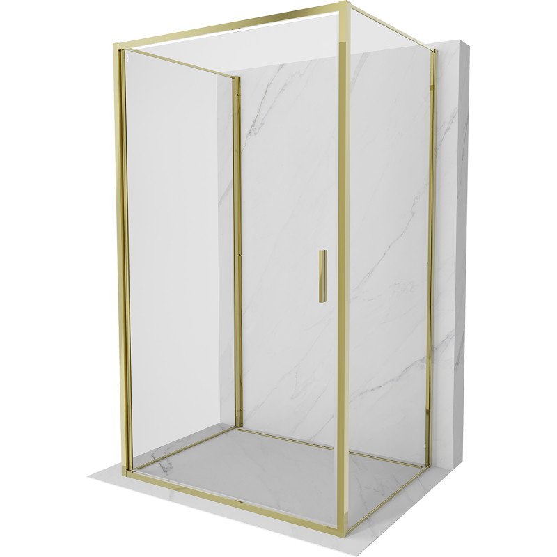 Mexen Exo-B 3S kabina prysznicowa 3-ścienna uchylna 80 x 75 cm, transparent, złota - 817-080-075-50-00-3S